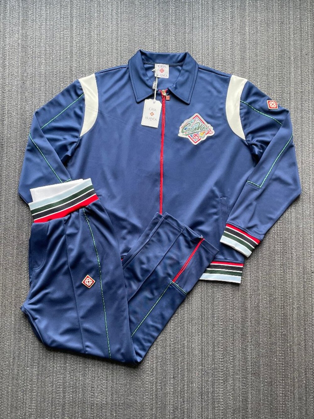 Casablanca Casa Way Track Suit Navy Blue Jacket Pants Set NWT XXL